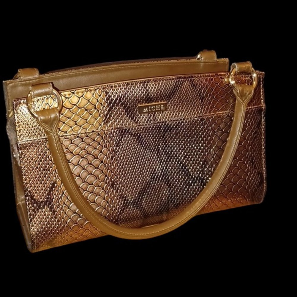 Miche Classic Base Handbag & Jen Classic Metallic Copper Reptile Print Shell Set - Picture 1 of 16